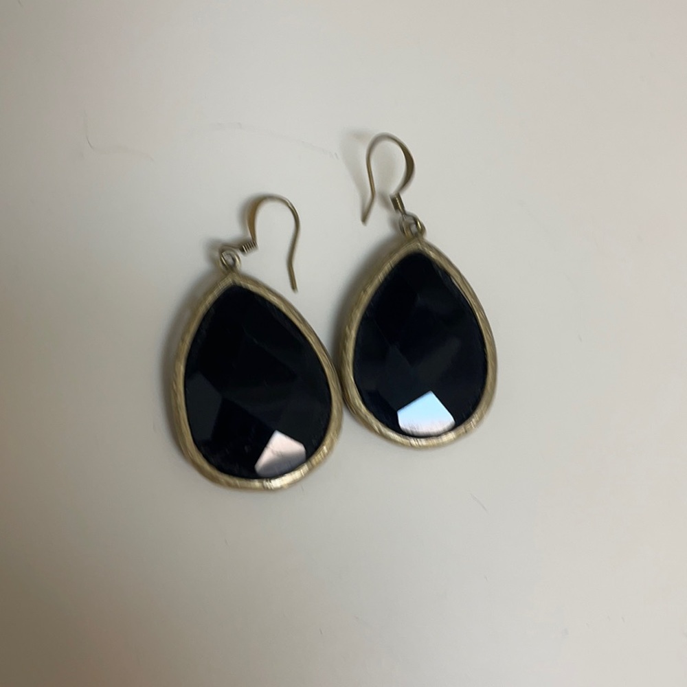 Black and gold drop earrings